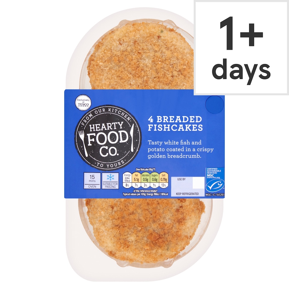 Hearty Food Co. 4 Pollock Fishcakes 340g