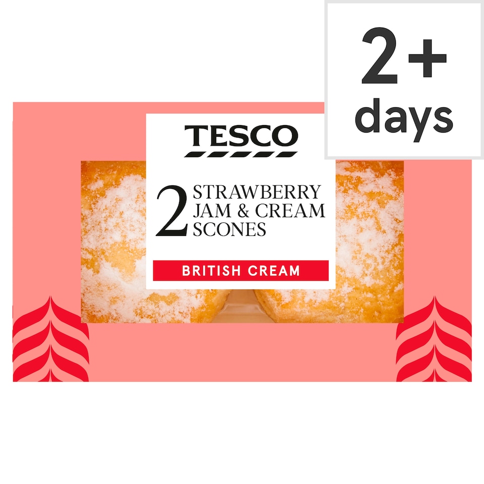Tesco 2 Strawberry Jam & Cream Scones 