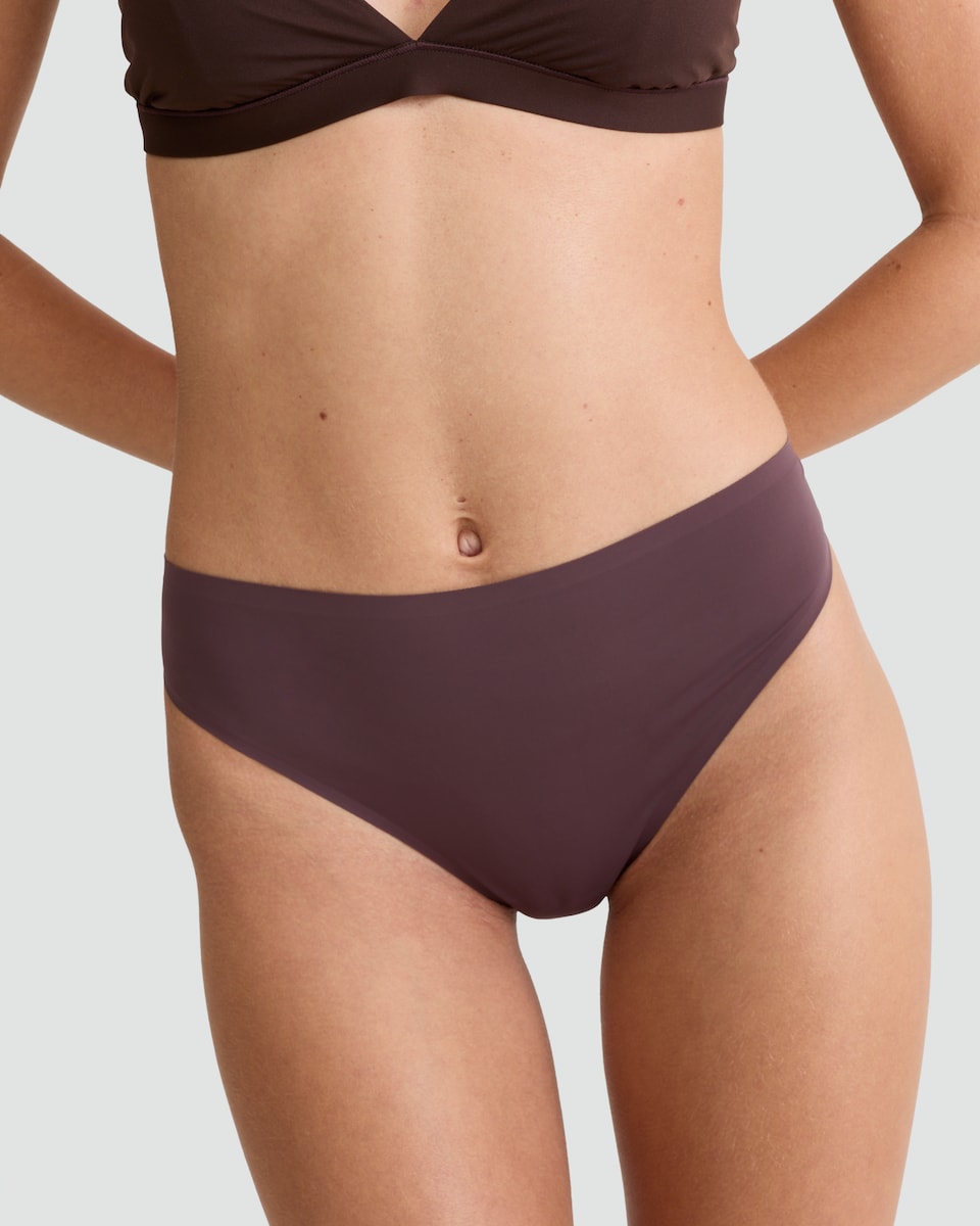image 1 of F&F 3-Pack Bonded Thongs in Burgundy
