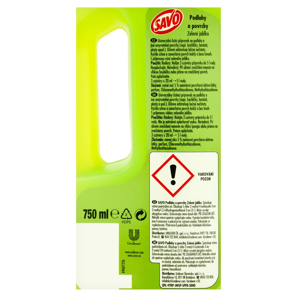 Obrázek 1 pro produkt Savo podlahy povrchy zelené jablko 750ml