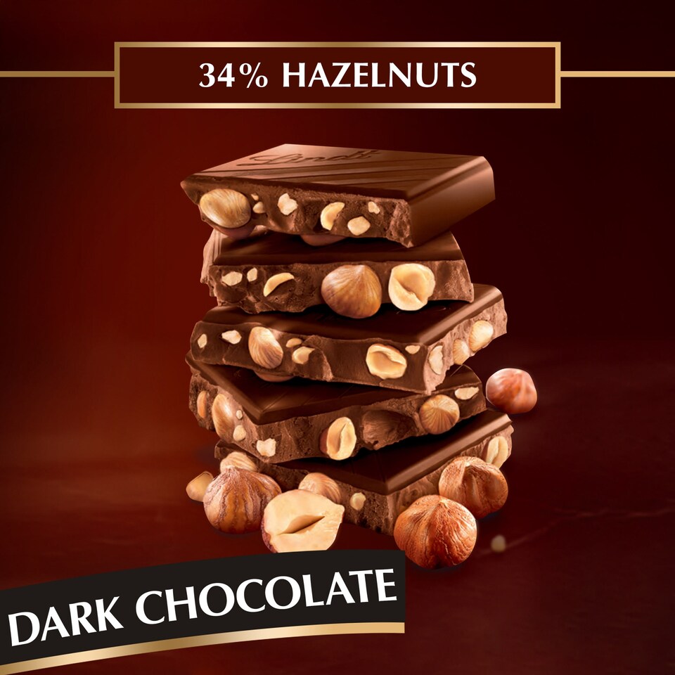 image 1 of Lindt Dark Chocolate With Hazelnut Bar 150G