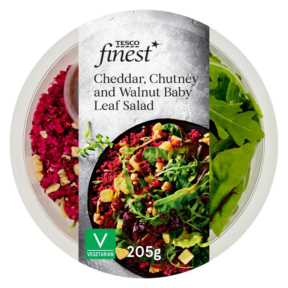Tesco Finest Cheddar, Chutney & Walnut Baby Leaf Salad 205g