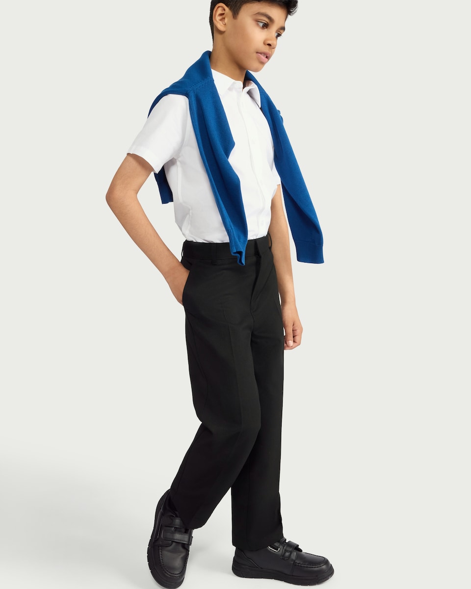image 1 of F&F School Boys 2-Pack Generous Fit Trousers in Black