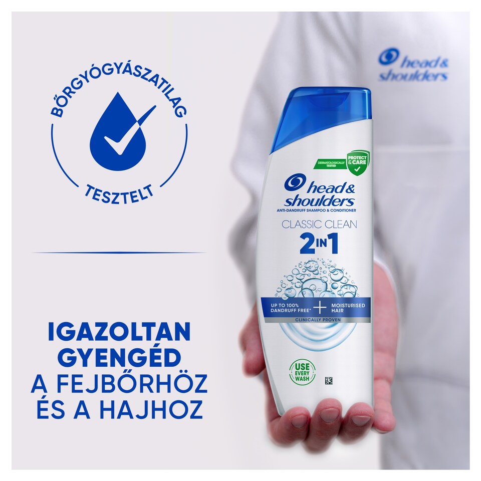 Head & Shoulders Classic Clean 2az1-ben korpásodás elleni sampon 625ml. Friss tiszta Illat 1. kép
