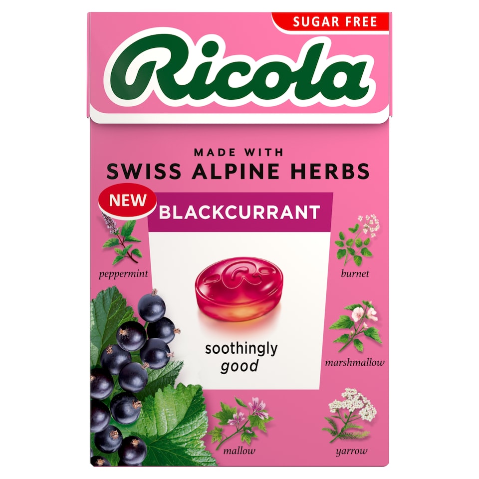 Ricola Blackcurrant Sugar Free 45g