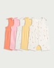 image 1 of F&F Baby 5-Pack Cotton Rich Ribbed Bow Strap Rompers in Multi