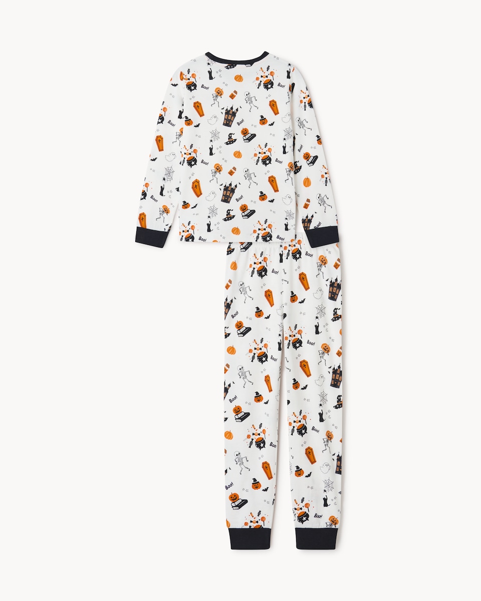 image 1 of F&F Unisex Pure Cotton Halloween Pyjama Set in White