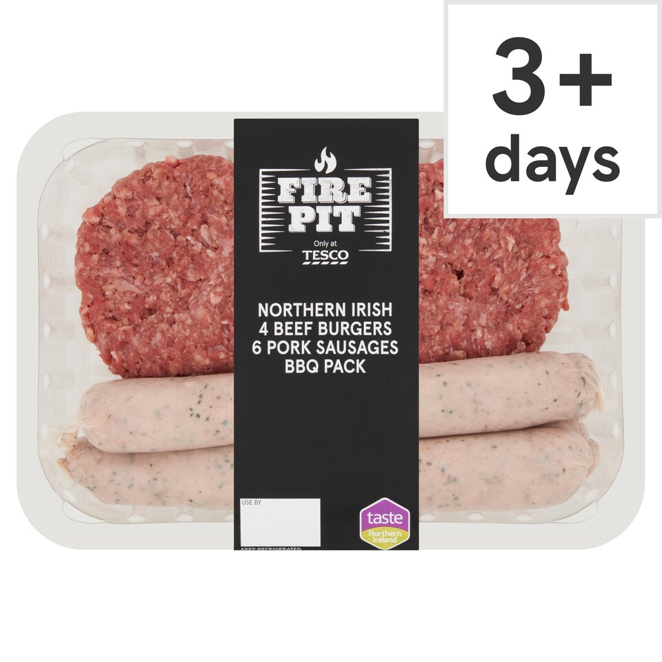 Tesco Fire Pit Northern Ireland Burgers & Sausages Bbq Pack 795G