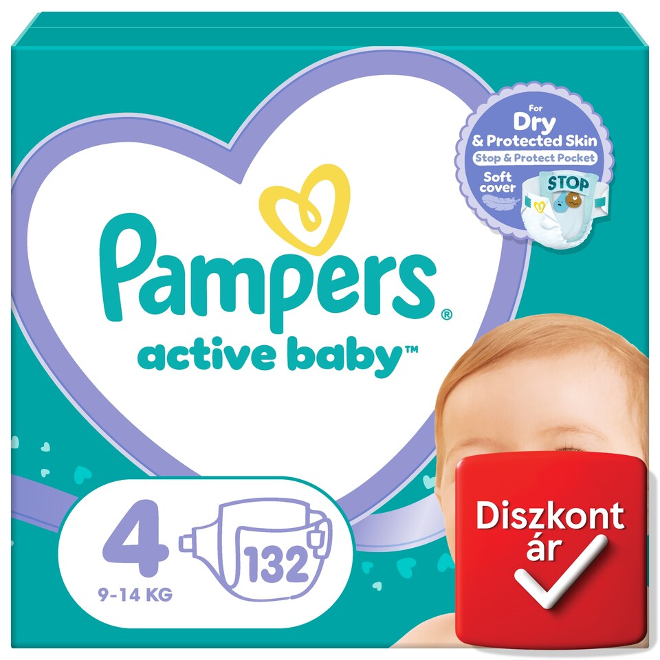 image 1 of Pampers Active Baby Size 4, 132 Nappies, 9kg-14kg