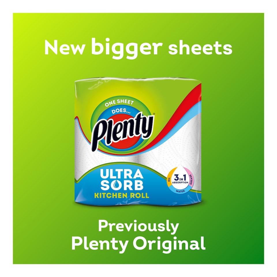 image 1 of Plenty Ultrasorb Kitchen Roll 8 Rolls