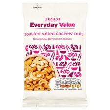 Tesco Everyday Value Roasted And Salted Cashew Nuts 125G