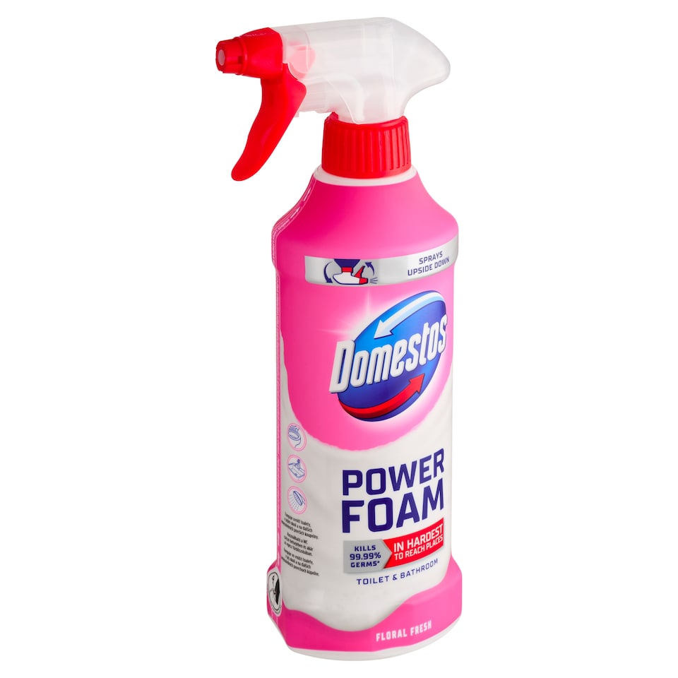 image 1 of Domestos Power Foam Floral Fresh Toilet and Bathroom Cleaning and Disinfecting Foam 435ml