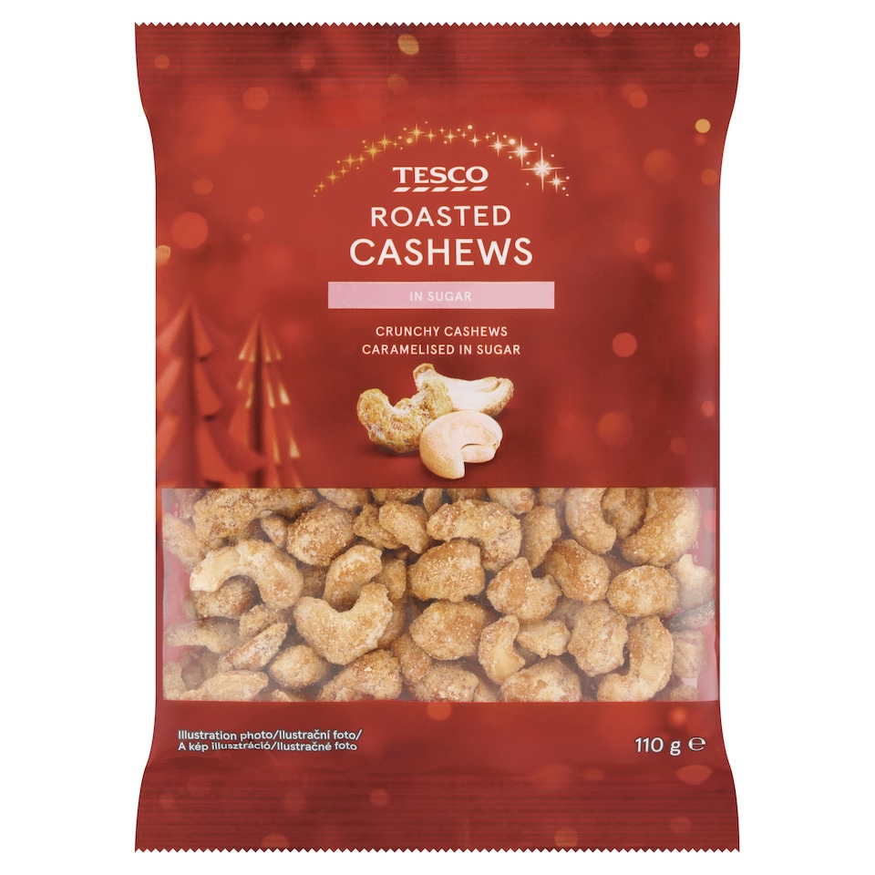 Tesco Crunchy Roasted Cashews Caramelised in Sugar 110 g