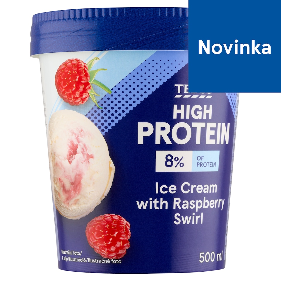 Tesco High Protein Ice Cream with Raspberry Swirl 500 ml