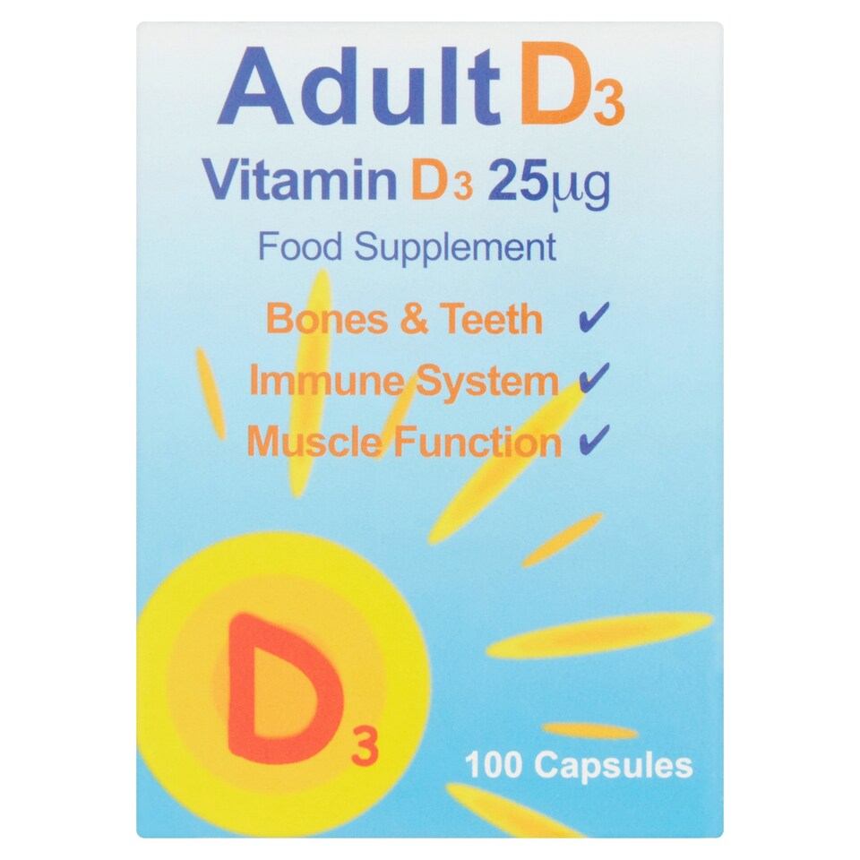 Shield Adult Vitamin D3 25Ug 100 Capsules