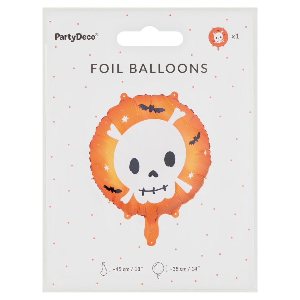 PartyDeco Skull Foil Ballon 45 cm