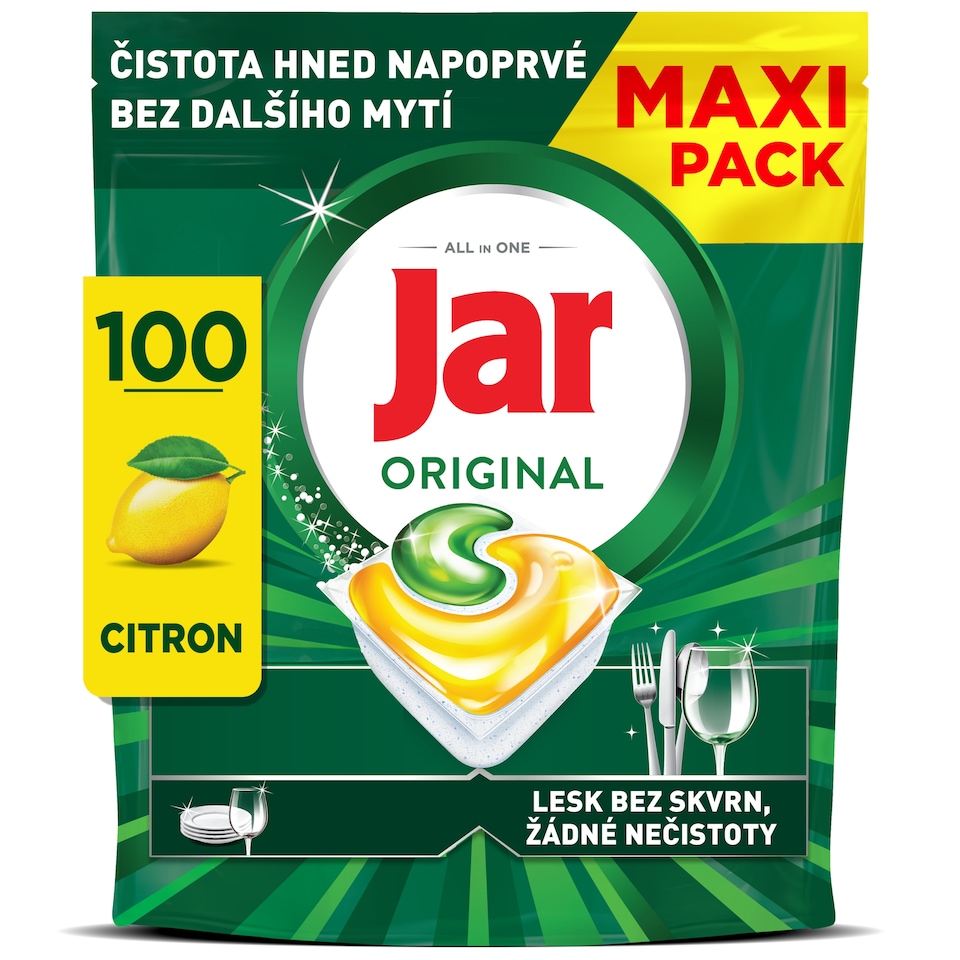 Obrázek 1 pro produkt Jar Original All In One Kapsle Do Automatické Myčky Nádobí Lemon, 100 ks
