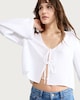 image 1 of F&F Pure Cotton Tie Front Blouse in White