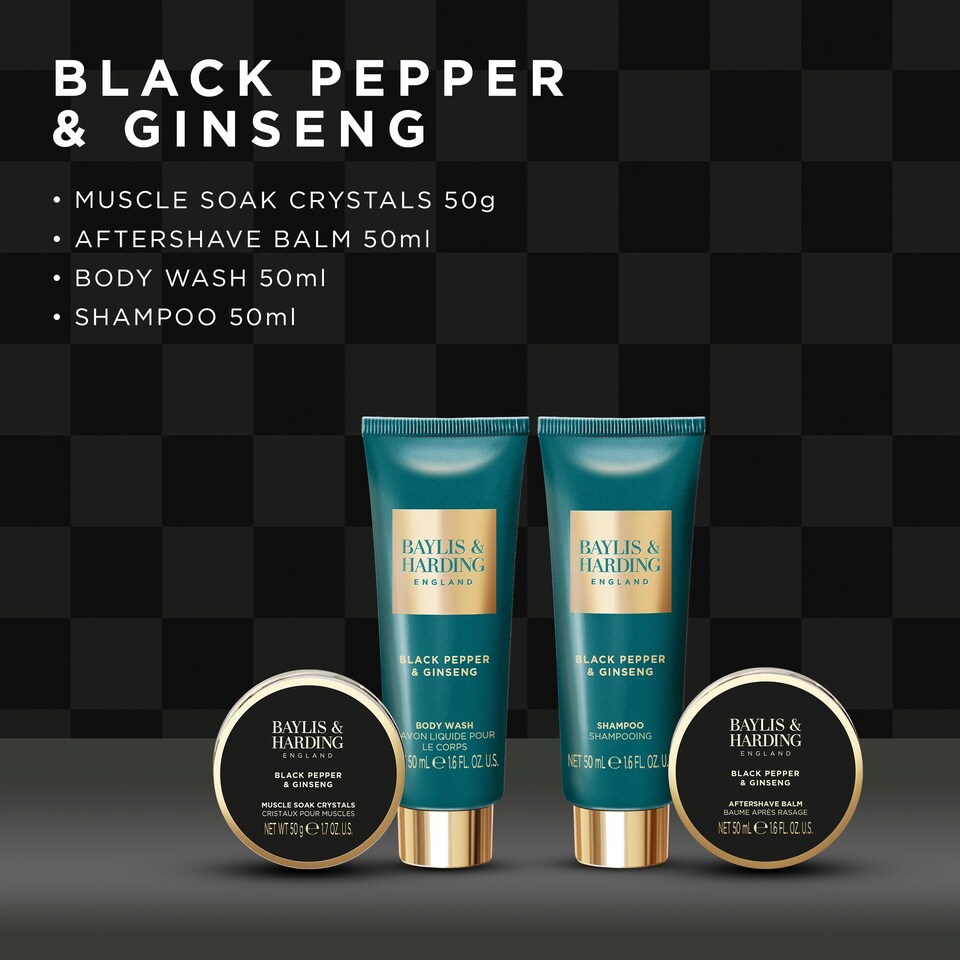 image 1 of Baylis & Harding Black Pepper & Ginseng Men's The Essentials Tin Kit Gift Set