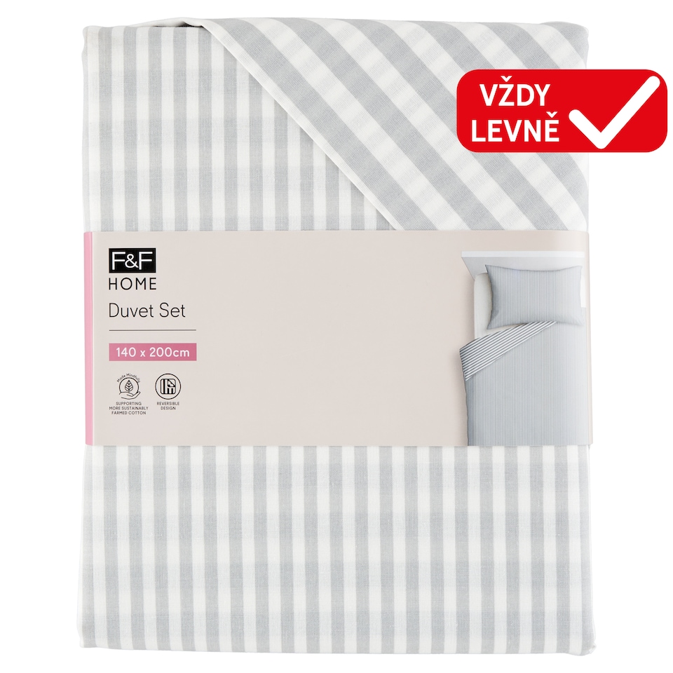 F&F Home Grey Stripe ložní souprava 140 x 200 cm