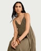 image 2 of F&F Embellished Strappy Midi Dress in Khaki