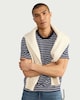 image 2 of The F&F Edit Linen Rich Striped T-Shirt in Navy