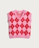 image 4 of F&F Girls Argyle Print V Neck Knitted Vest in Pink