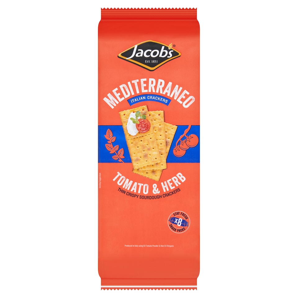 Jacobs Mediterraneo Tomato & Herb Italian Crackers 8 x 31.25g