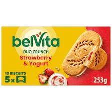 Belvita Breakfast Strawberry & Yogurt Crunch Cereal Biscuit Snack Bars Pack 5 x 50.6g