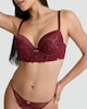 image 1 of F&F Floral Embroidered Longline Corset Bra in Burgundy