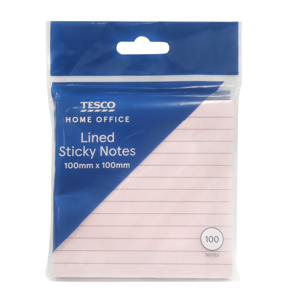 image 1 of Tesco Lined Sticky Notes 100mm x 100mm 100shts
