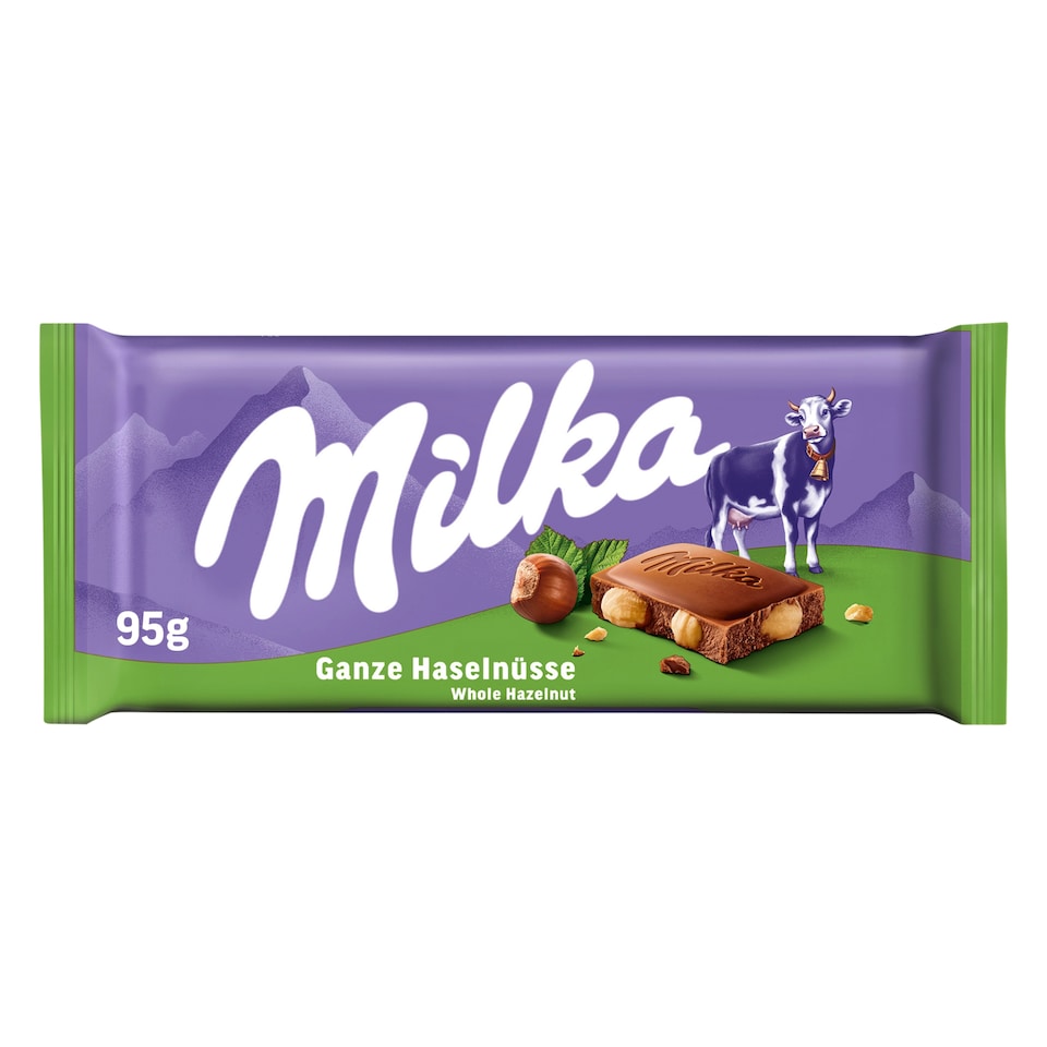 Milka alpesi tej felhasználásával készült tejcsokoládé egész mogyoróval 95 g