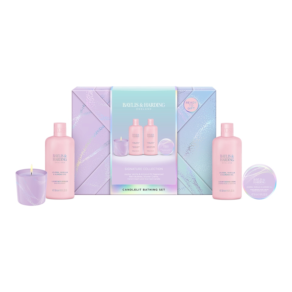 image 1 of Baylis & Harding Jojoba, Vanilla & Almond Oil Candlelit Bathing Set
