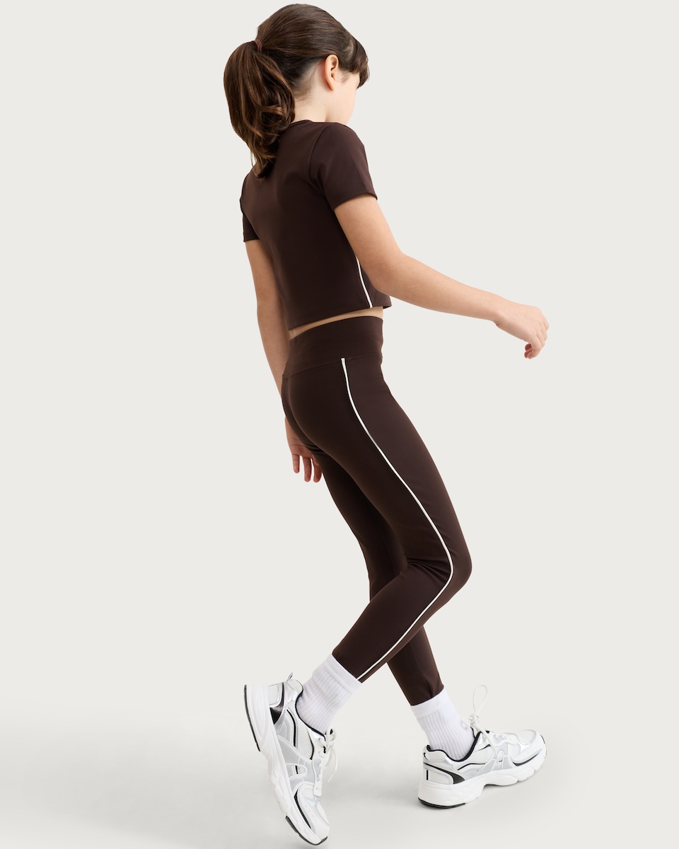 image 1 of F&F Active Girls ULTRAMOVE 2-Piece T-Shirt and Leggings Set in Brown