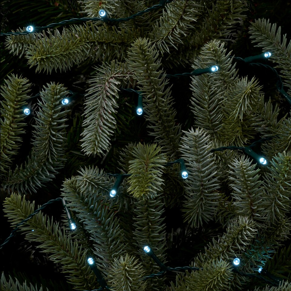 image 1 of Tesco 200 Multifunction Bright White Battery Christmas Tree Lights