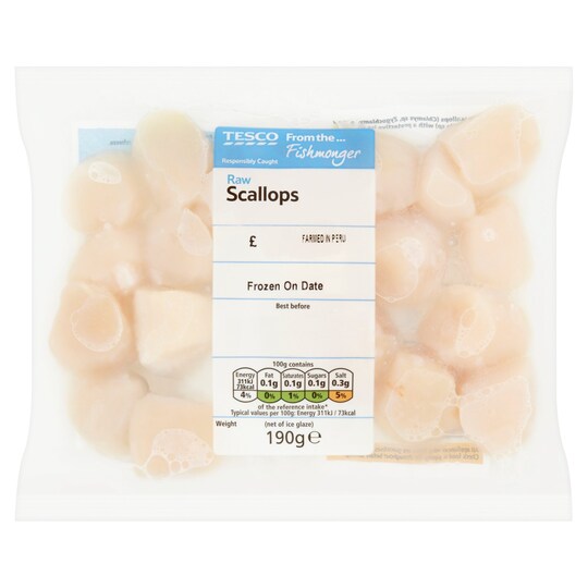 FISHMONGER RAW SCALLOPS 190G Tesco Groceries