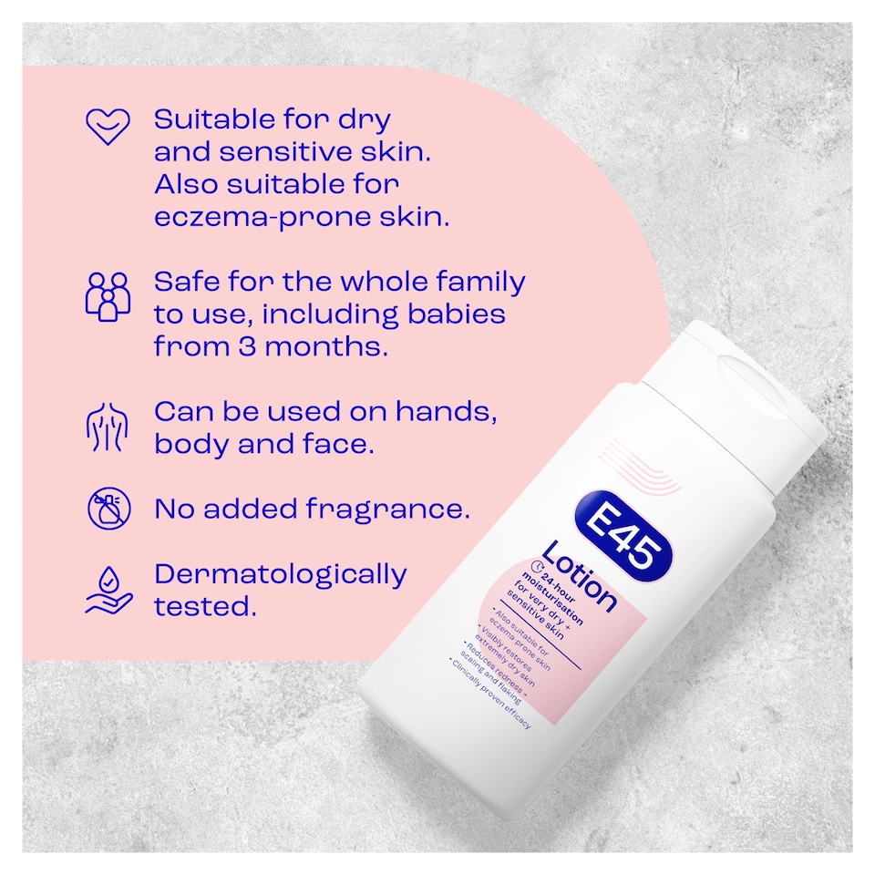 image 1 of E45 Moisturiser Body Lotion for Dry & Sensitive Skin 200ml