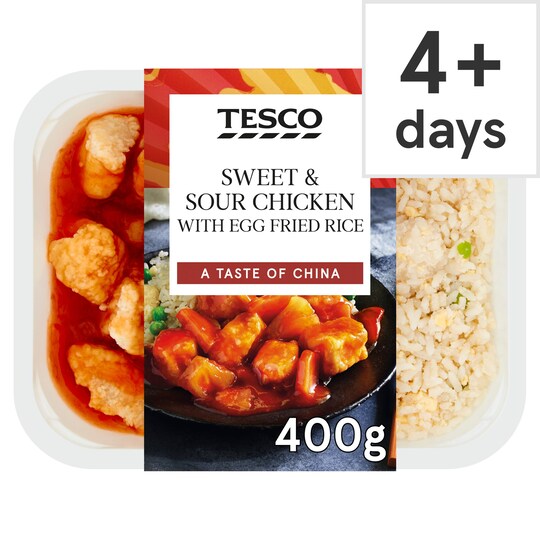 T, Sweet & Sour Chicken & Egg Fried Rice 400G Tesco Groceries