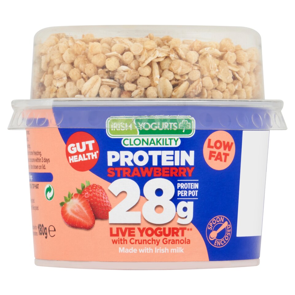 Irish Yogurts Protein Live Strawberry Yogurt with Crunchy Granola 180g