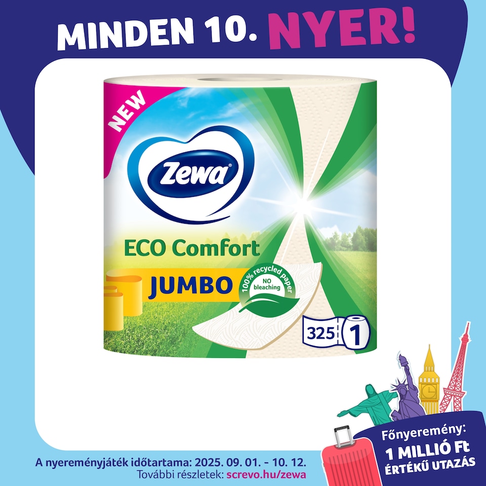 Zewa Jumbo Eco Comfort háztartási papírtörlő 2 rétegű 1 tekercs  1. kép