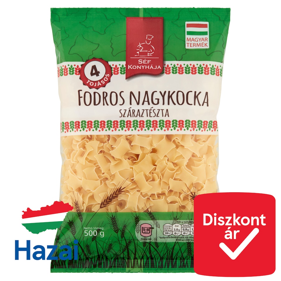 Séf Konyhája fodros nagykocka 4 tojásos száraztészta 500 g