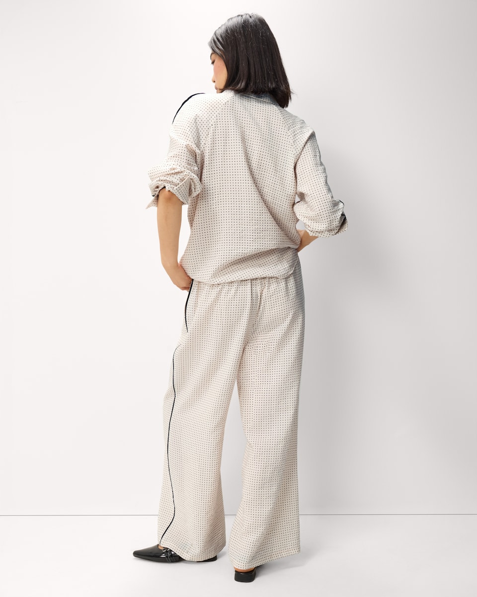 image 1 of F&F Polka Dot Wide Leg Trousers in Cream