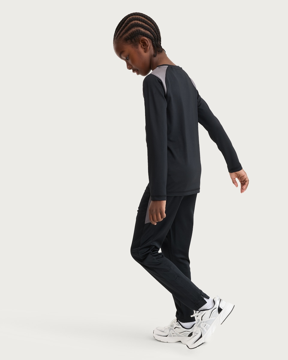 image 1 of F&F Active Boys ULTRAMOVE Long Sleeved Panelled Top in Black