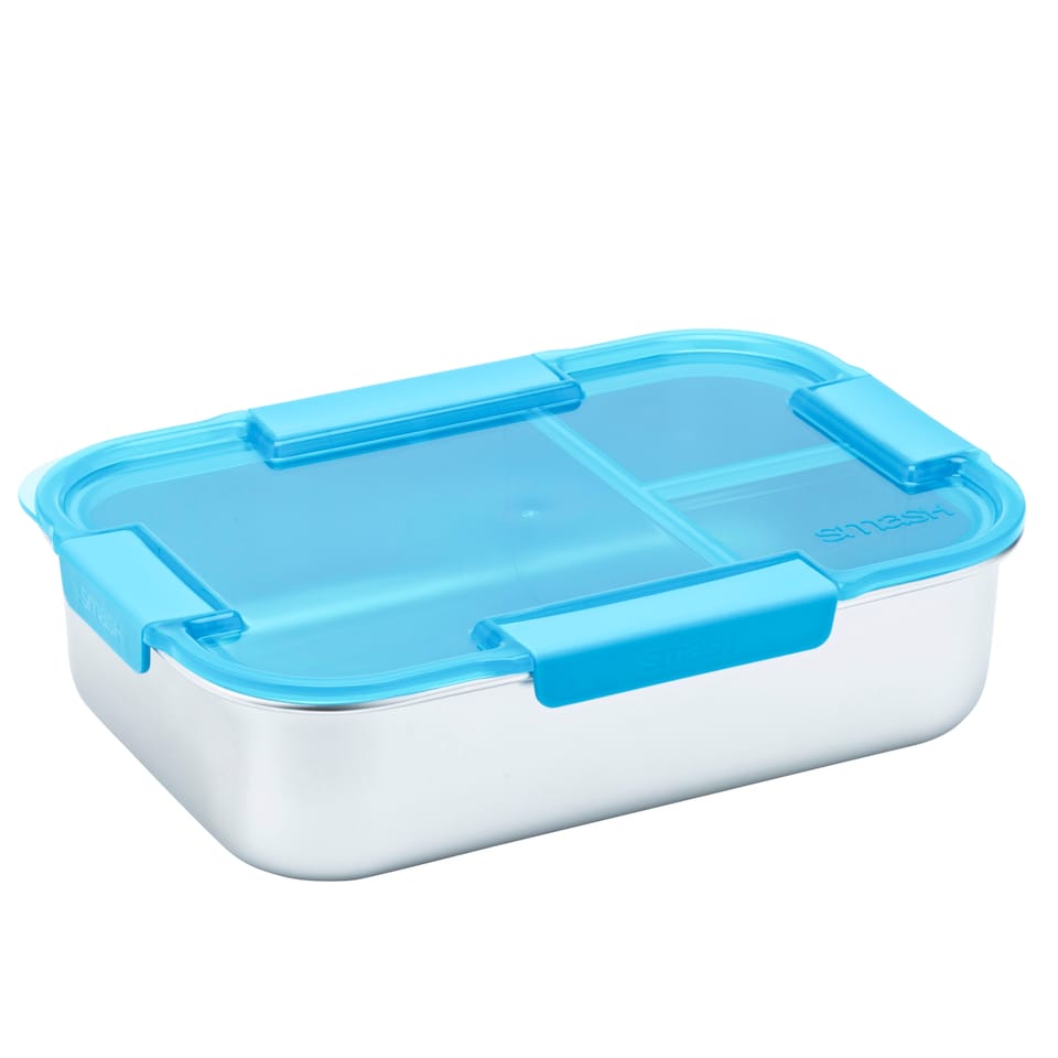 image 1 of Smash Neon Blue 3 Compartment Bento Box 1.2L