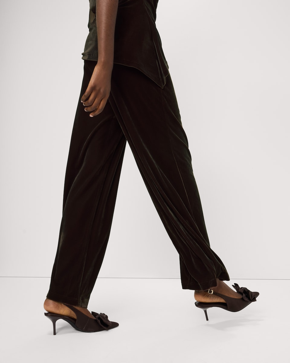 image 1 of F&F Velvet Wide Leg Co-ord Trousers in Chocolate