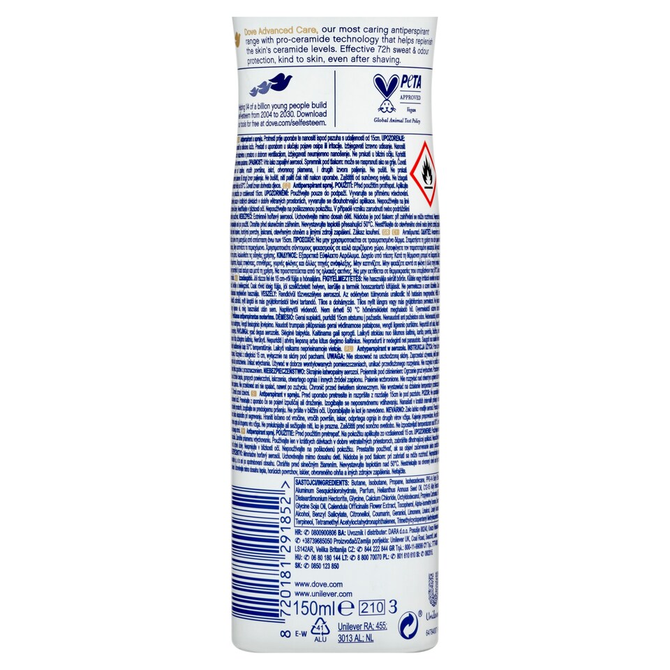 obrázok 1 z Dove Advanced Care Soft Feel Antiperspirant sprej 150 ml