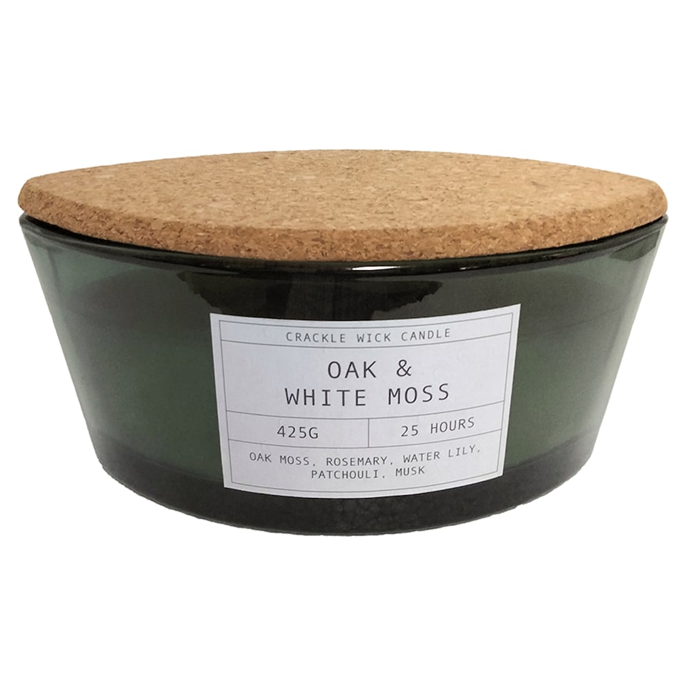 F&F Home Crackle Oak & White Moss Candle 482g