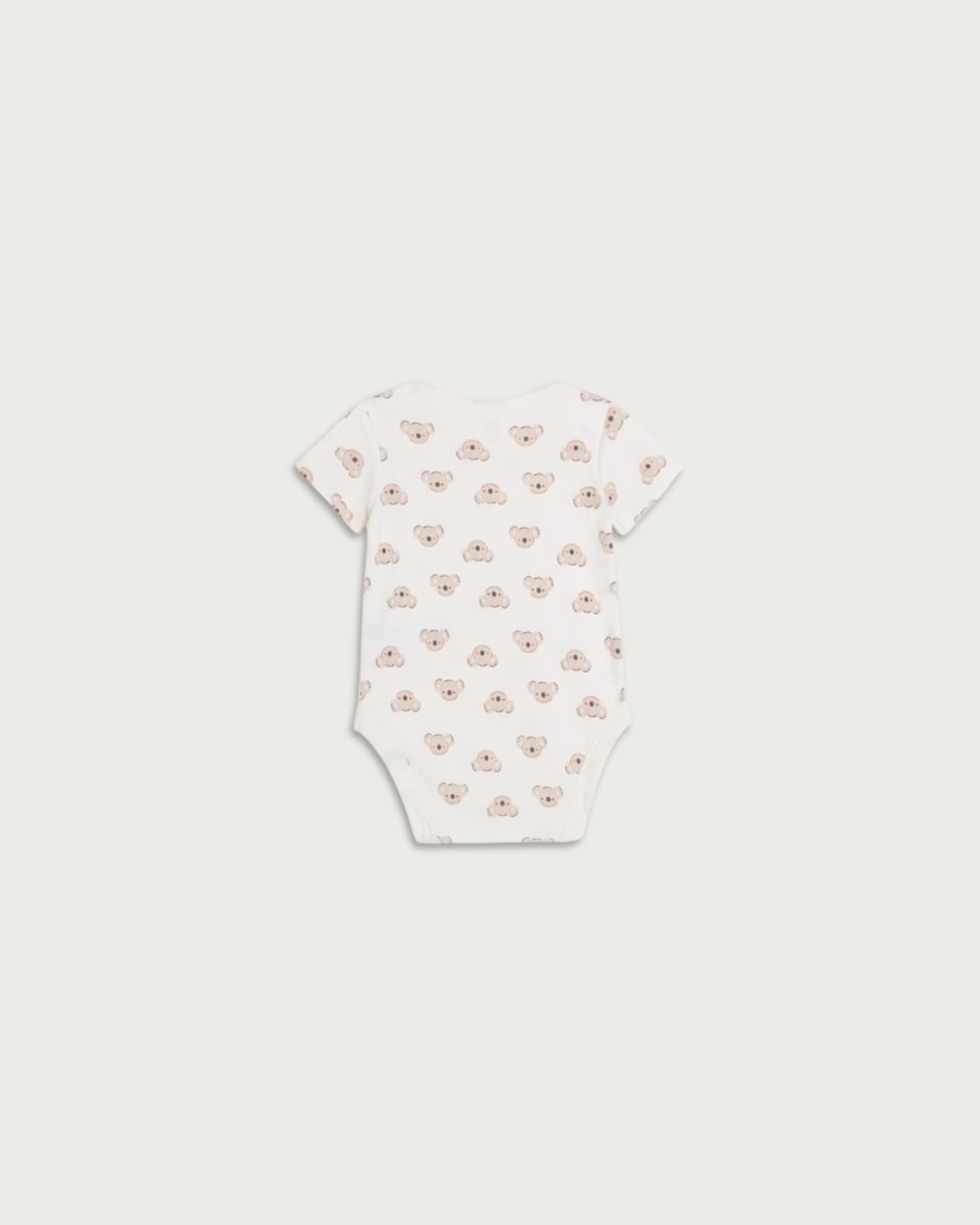 image 1 of F&F Baby 10-Pack Pure Cotton Koala Print Short Sleeved Bodysuits in White
