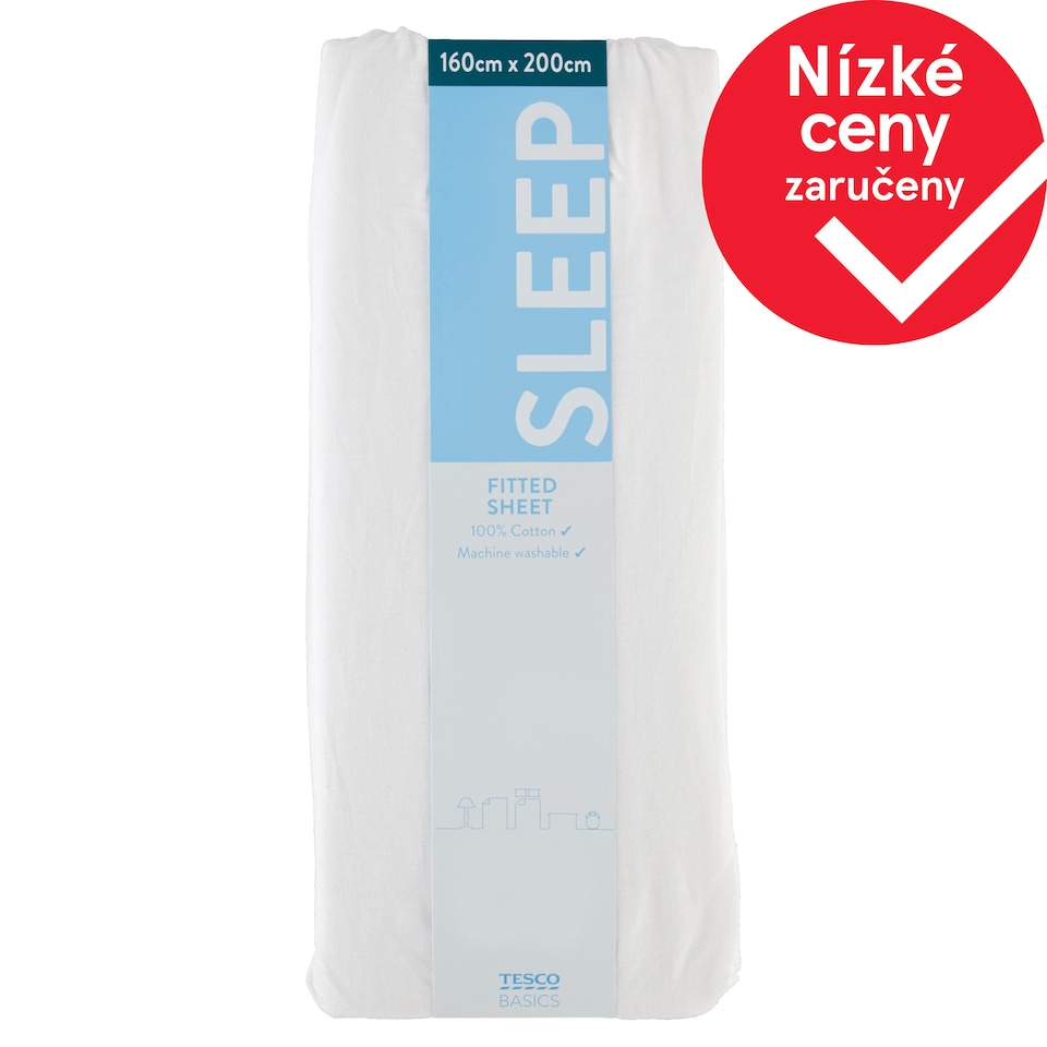 Tesco Basics Napínací prostěradlo White 160 x 200 cm