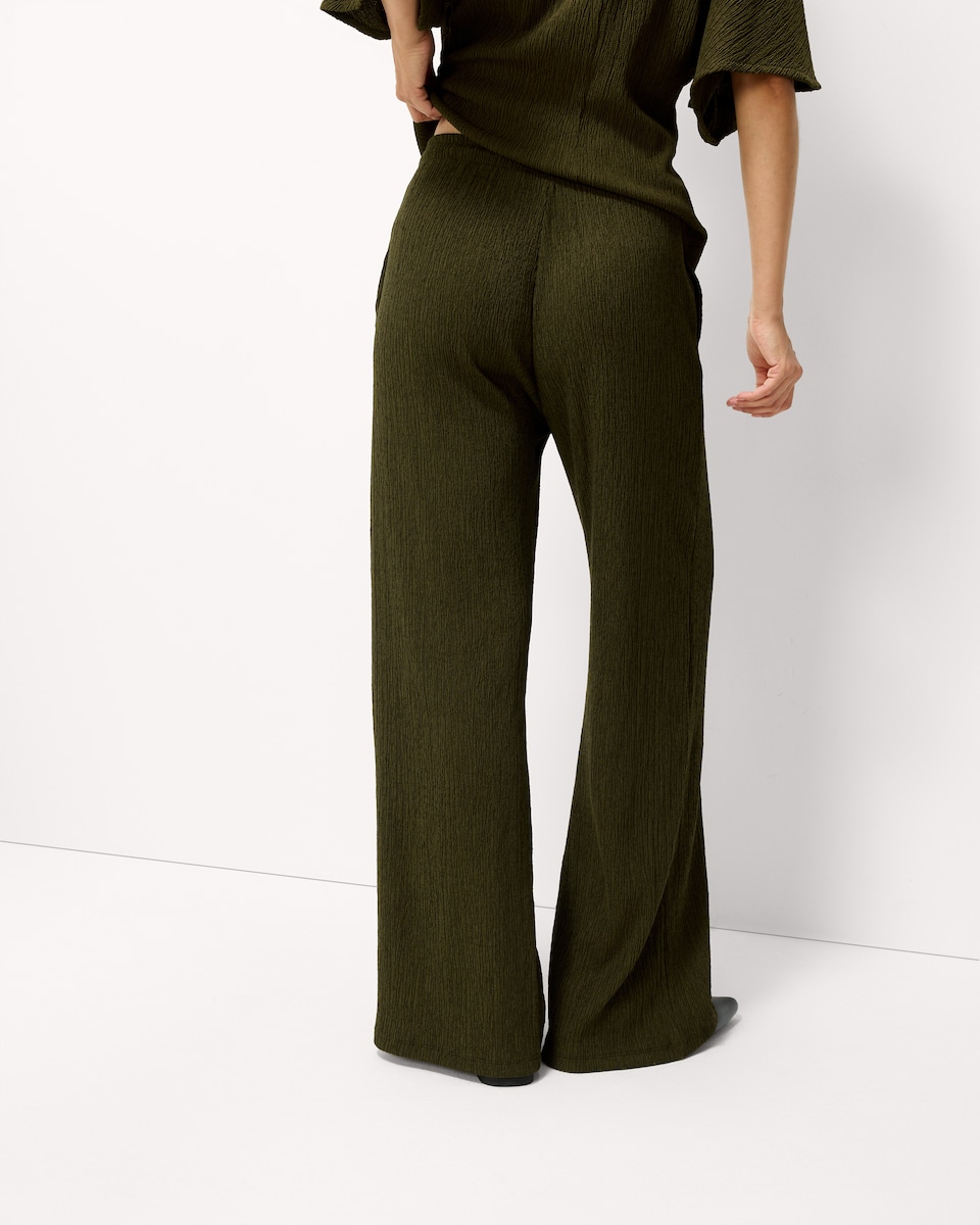 image 1 of F&F Textured Wide Leg Trousers in Olive
